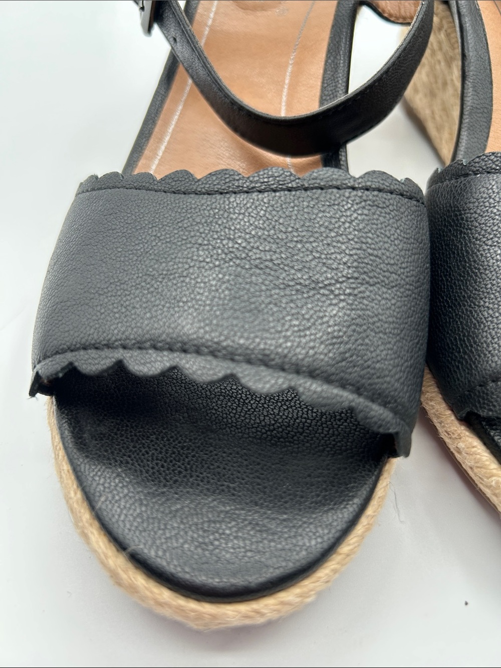 Vionic Black Scalloped Espadrille Wedge Sandals - Picture 12 of 13